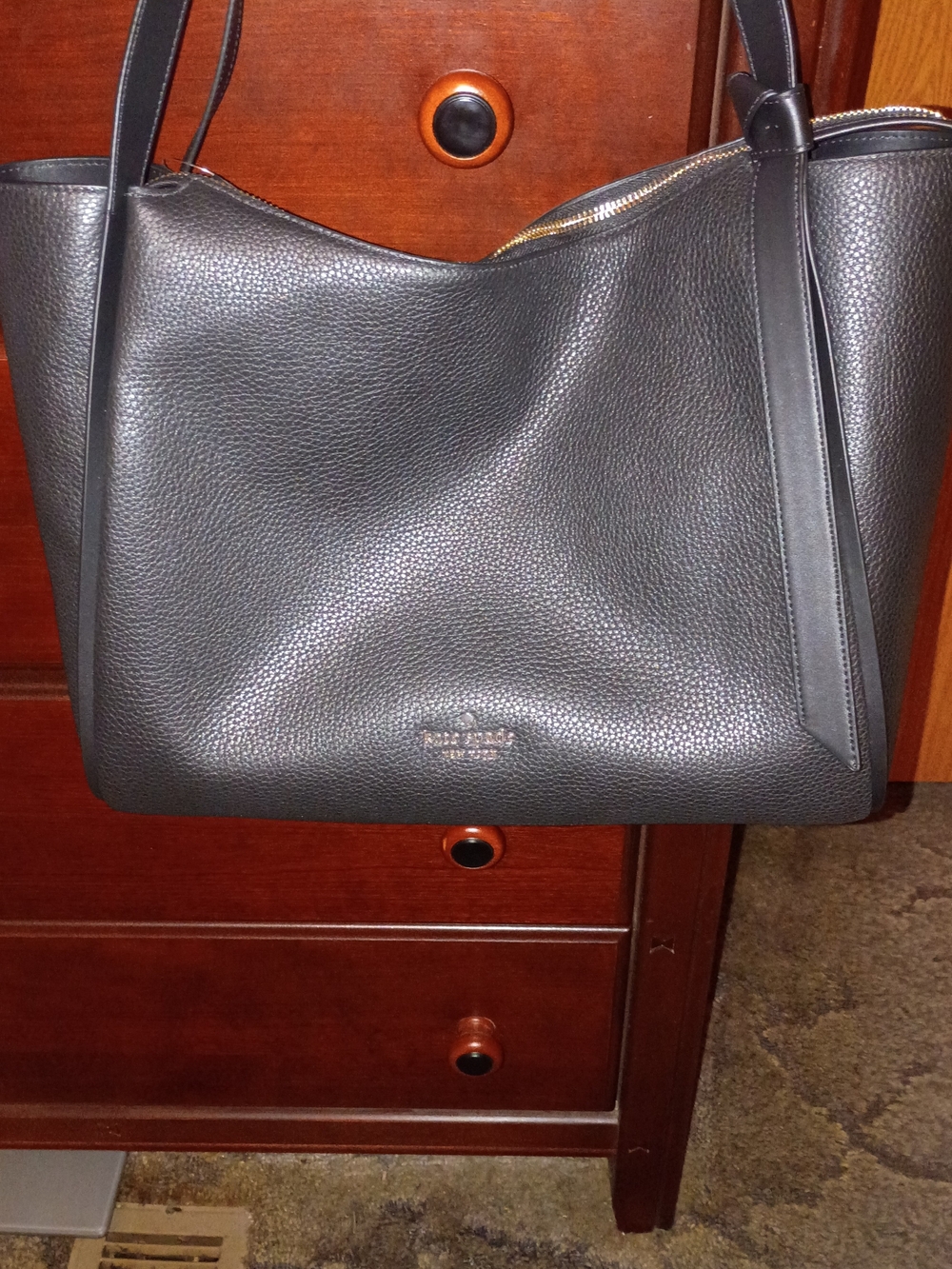 Kate Spade Black Pebbled Knot  Leather Tote Bag